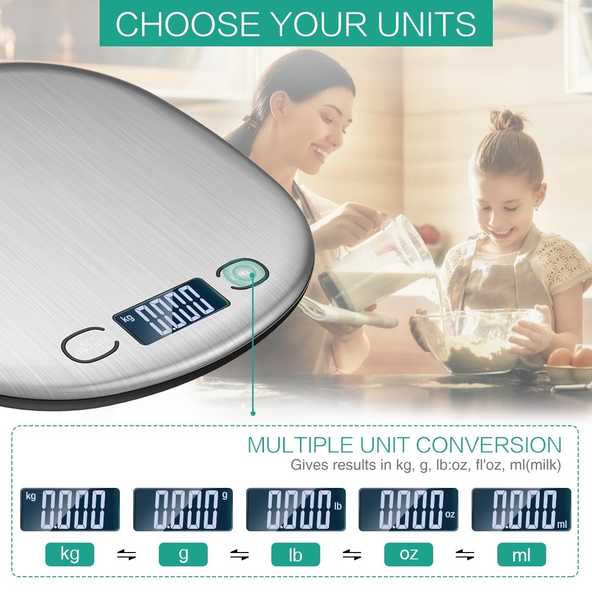 Básculas para pesar alimentos Báscula Digital for cocina de 15kg, báscula electrónica for alimentos for el hogar, for cocinar y hornear, herramienta medición acero inoxidable