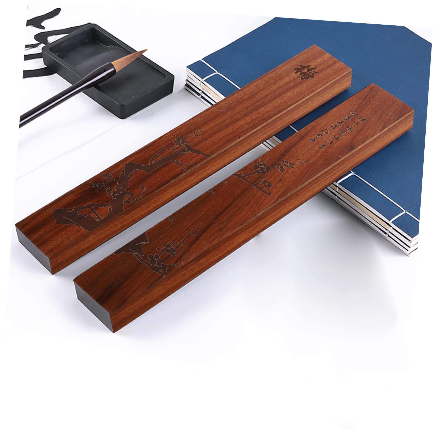 Mipcase 2pezzi Fermacarte Legno Per Calligrafia Stile Elegante e Compatto Per Ufficio e Casa Pesi Per Legno Massello Accessori Per Decorazione Desktop Per Artisti e Studenti Di Calligrafia