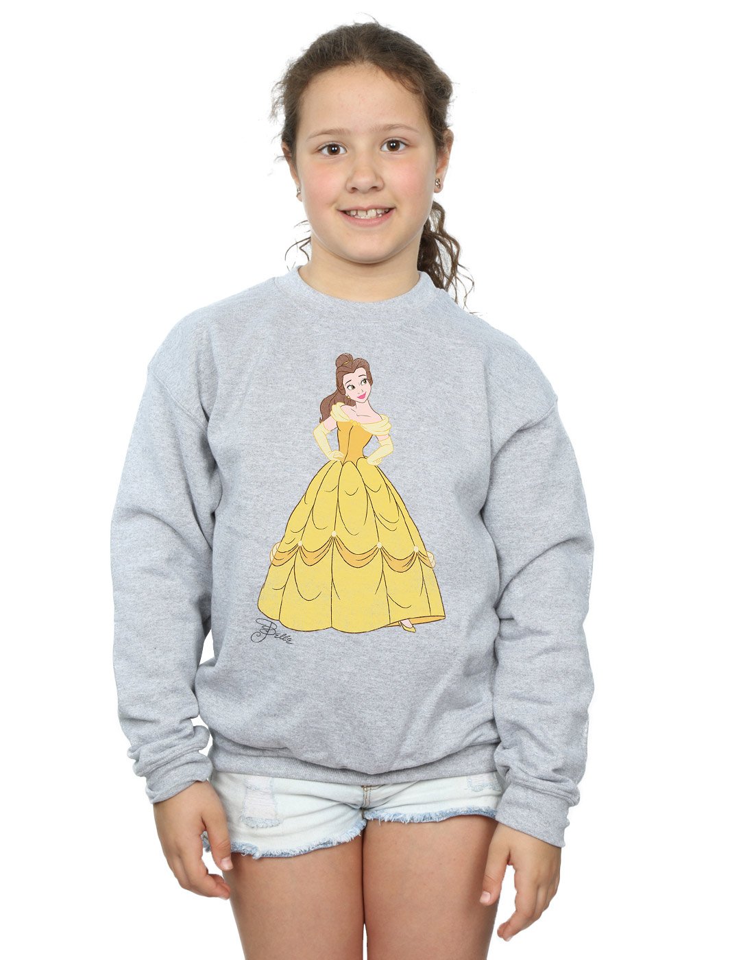 Disney Princess Girls Classic Belle Sweatshirt 7-8 Years Sport Grey