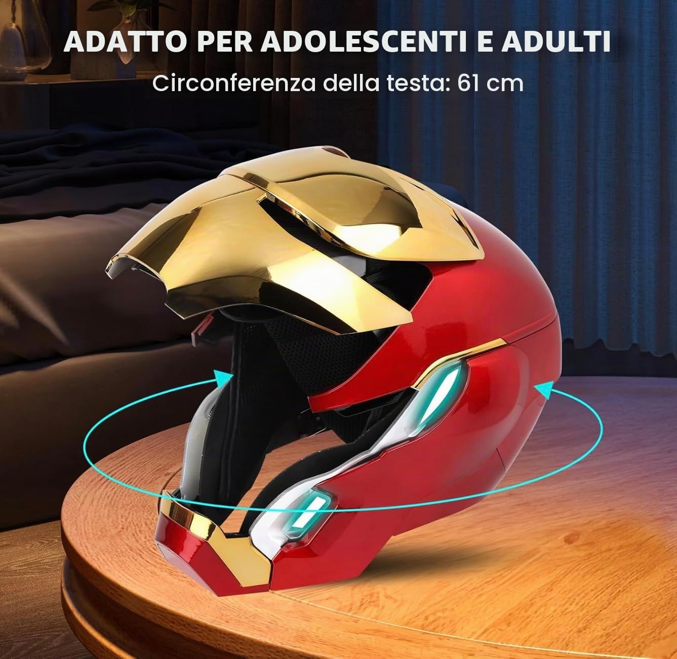Casco portatile MK 50 1:1 - Voce, tatto e telecomando con occhi LED, effetti sonori realistici, pannelli mobili di schiena e orecchie, perfetto per cosplay e figure da collezione