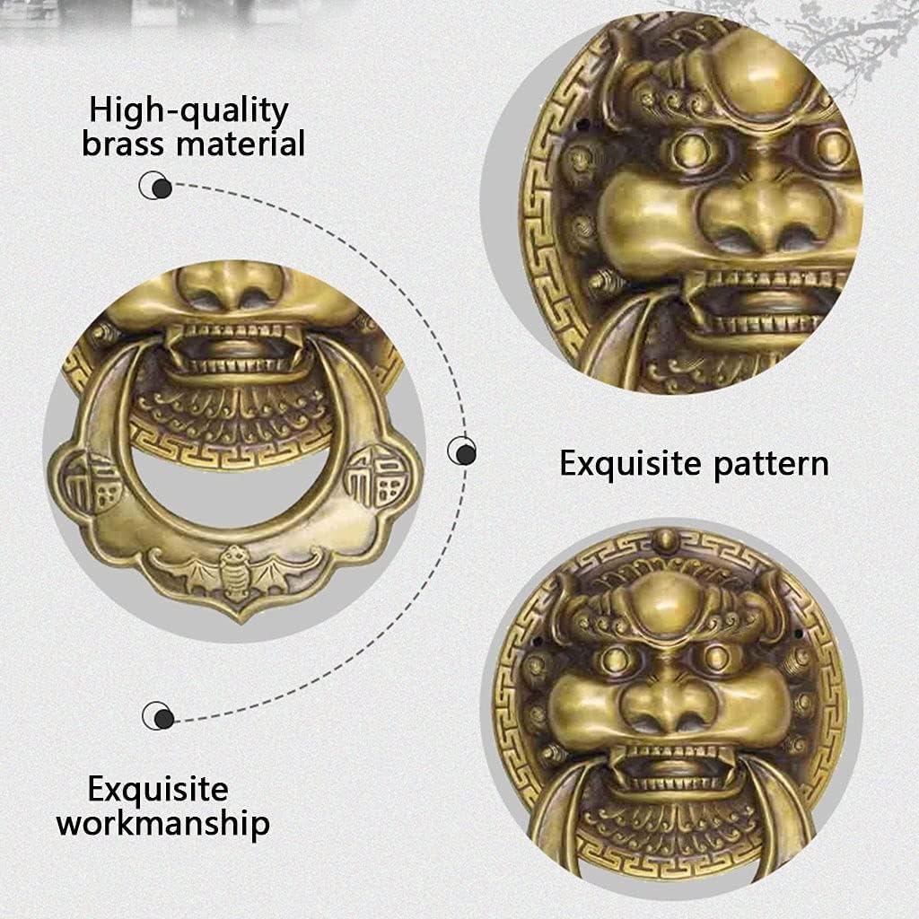 Classical Big Brass Door Knockers Decorative Door Knocker Home Front Door Door Knocker (Brass 33 * 24.5cm)