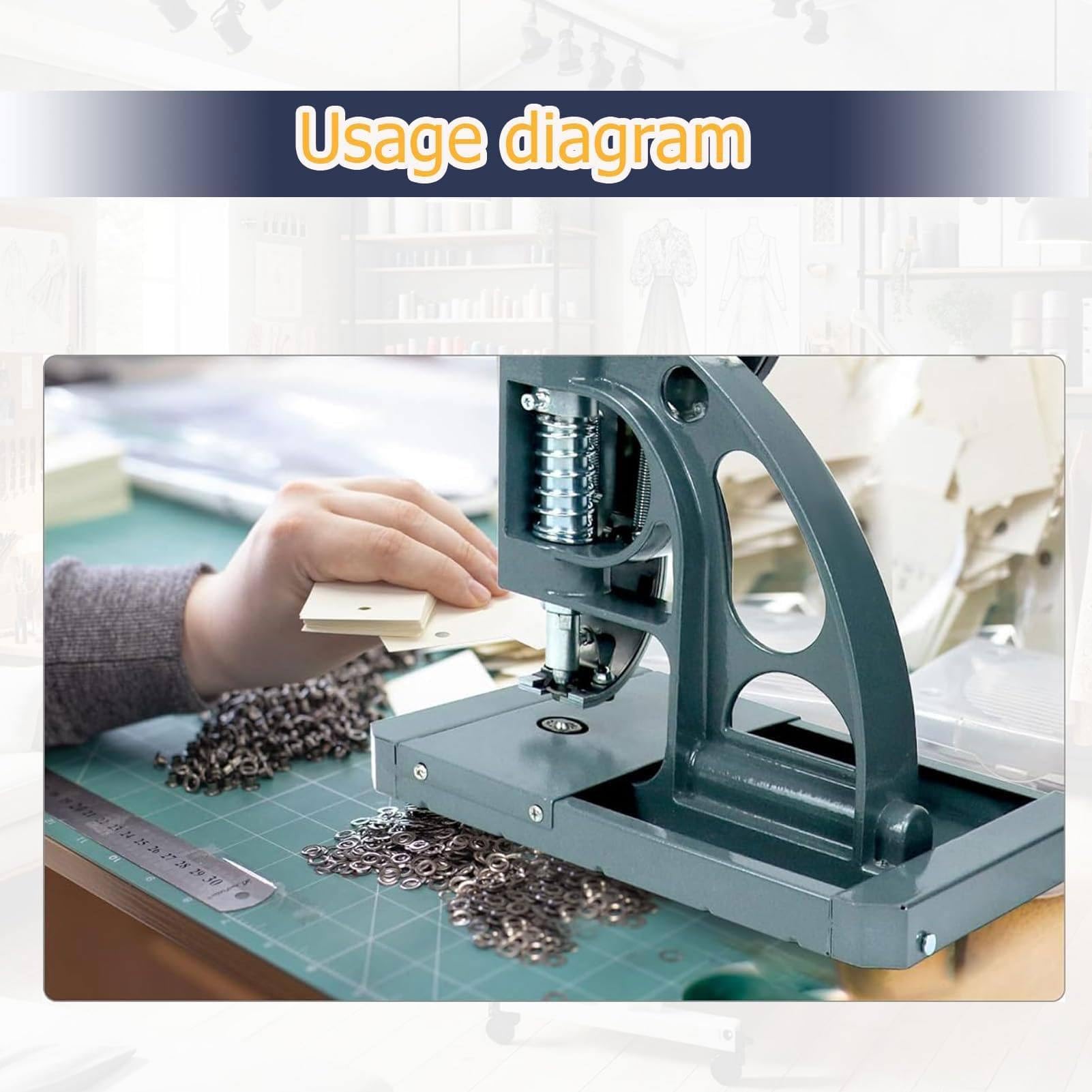 Máquina de ojales para ojales, prensa perforadora semiautomática para pancartas, banderas, PVC, tiendas de campaña, carteles, ajuste preciso, alimentación automática de ojales, 6 mm