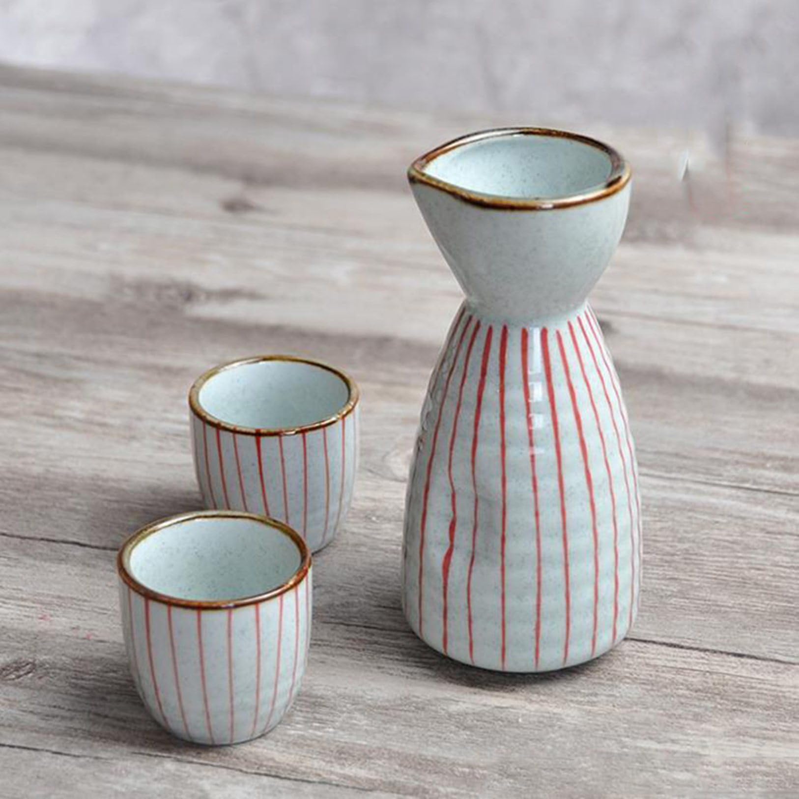 Amazon.co.jp: 徳利 とっくり ぐい呑み おちょこ 陶器 酒器 ストライプ 