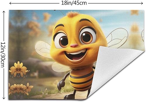 Miniatura 2 de 6 PCS PVC Placemats Set Place Mats Bee Non-Slip Weave Place Mats 12" x 18" Farmhouse Table Mat Set for Family Dinners Wedding Parties