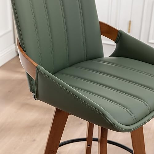 Miniatura 7 de AQG Juego de 2 taburetes de bar, sillas de bar retro modernas de mediados de siglo de 29.5 pulgadas, taburetes de bar giratorios con artesanía de