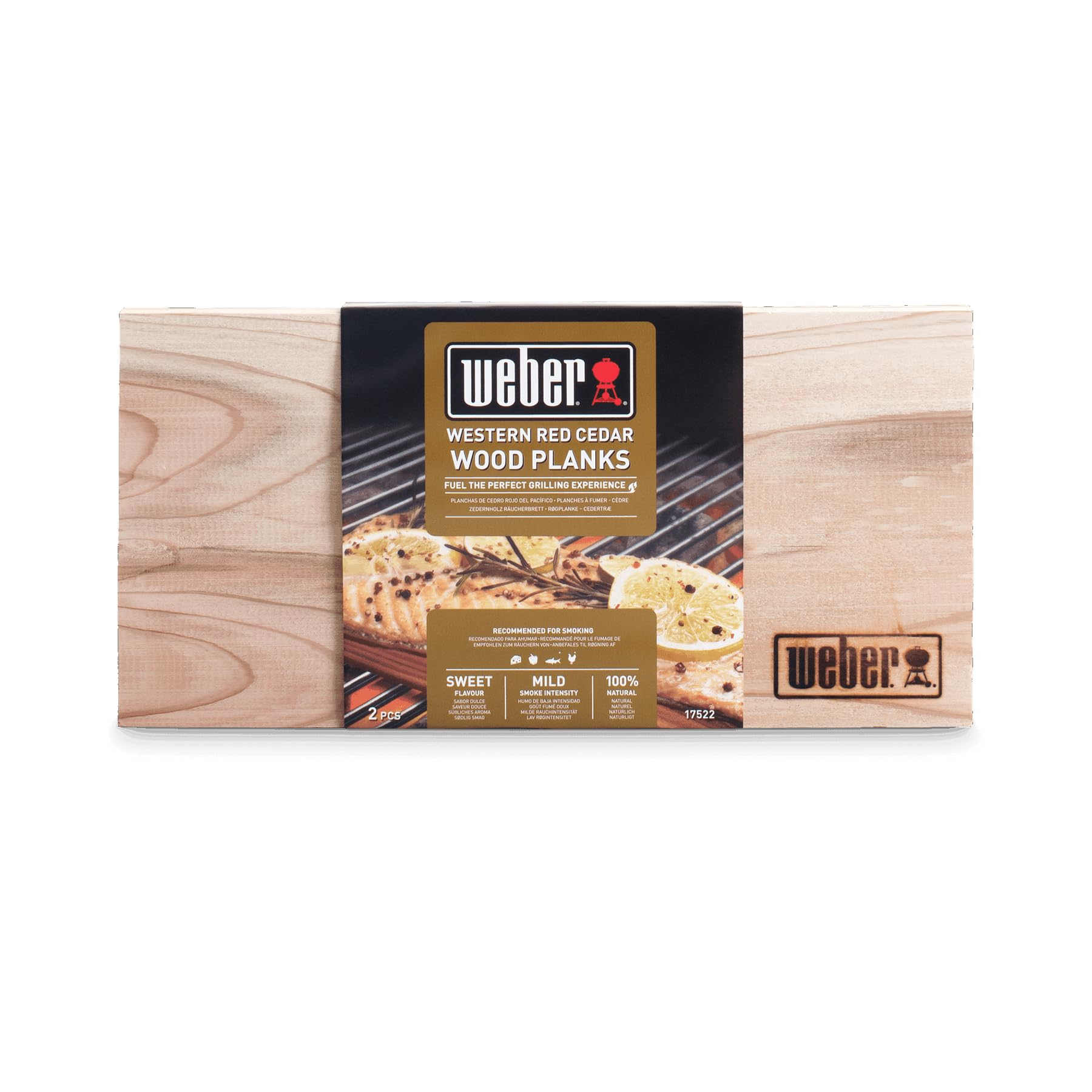 Weber Cedar Wood Smoking Planks - Medium (30 x 15cm), 2-pack, sweet, mild aroma, ideal for cheese, vegetables, fish, and poultry, made from natural wood species (17522)