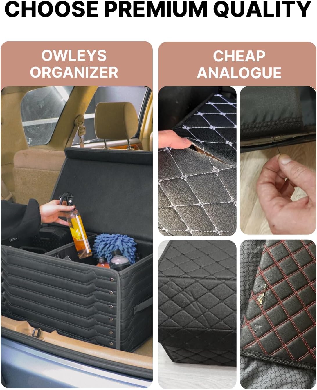 Owleys Car Trunk Organizer For Shoes - Storage Crate For SUV, Sedan Or Truck - Foldable Cargo Bin For Travel Gear & Sports Kits - Practical Holiday Gifts For Drivers (Highway 21.6 inch)