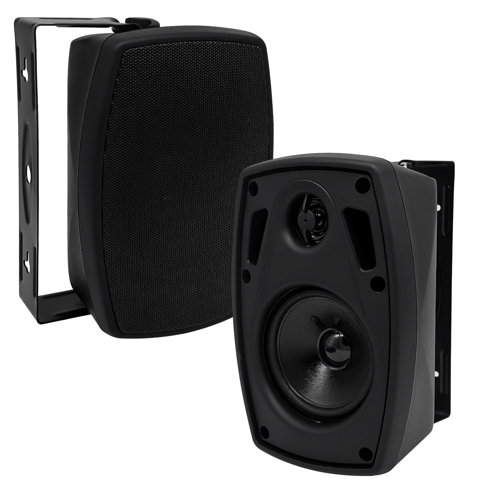 4 Zoll (10 cm) wasserdichte Wandlautsprecher für den Außenbereich – Bluetooth 5.3, für Terrasse, Pool, Garten, wetterfestes Design, für Innen- und Außenbereich (Paar, Schwarz)