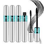 4 Pack VIBELY Mascara 5x Longer Washable, 2 in 1 4D Silk Fiber Lash Mascara, Natural Lengthening and Thickening, No Clumping, Long-lasting