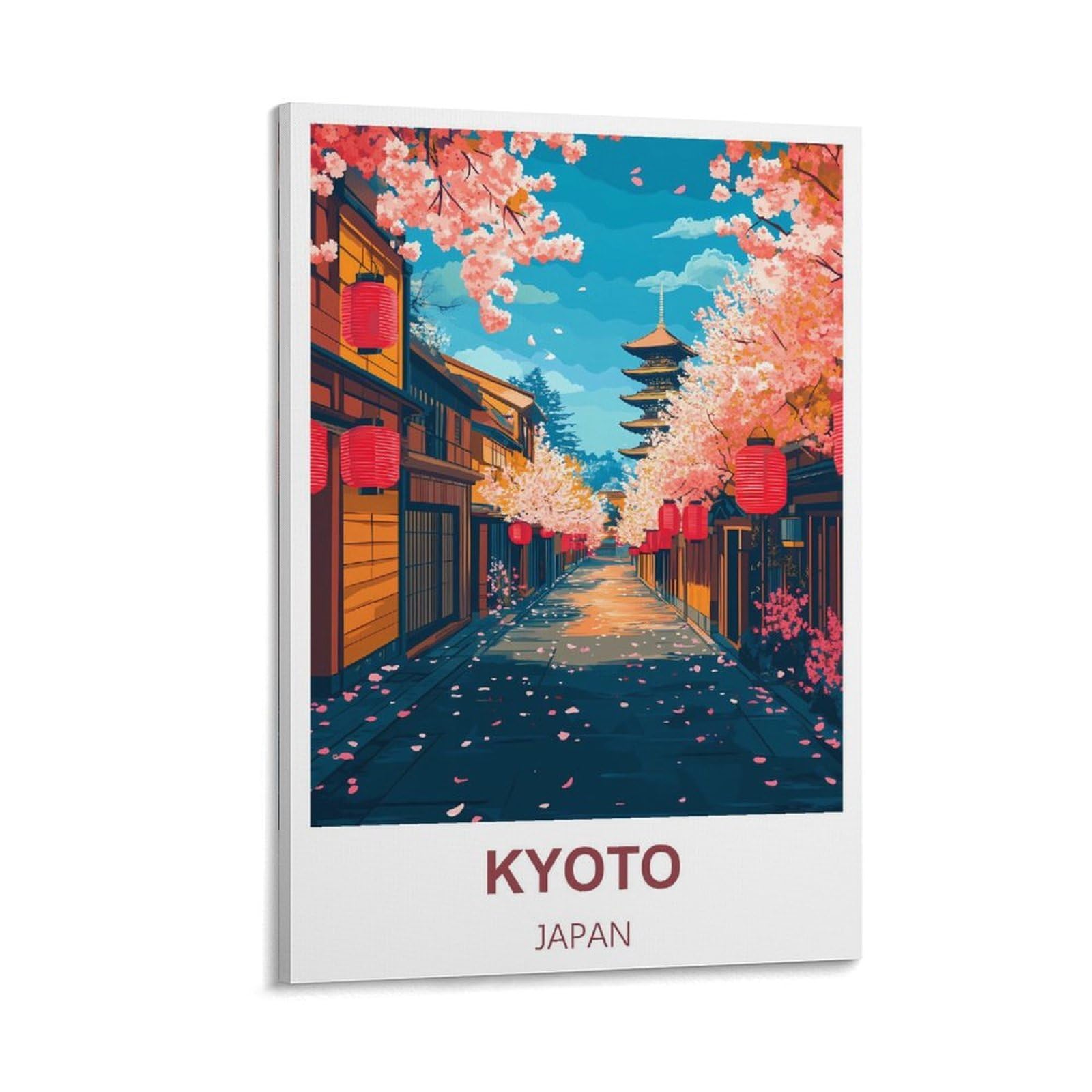 Fjiwecwsq Frame-Style Kyoto Japan Vintage Travel Poster 08X12inch(20X30cm) Canvas Wall Art Painting Prints