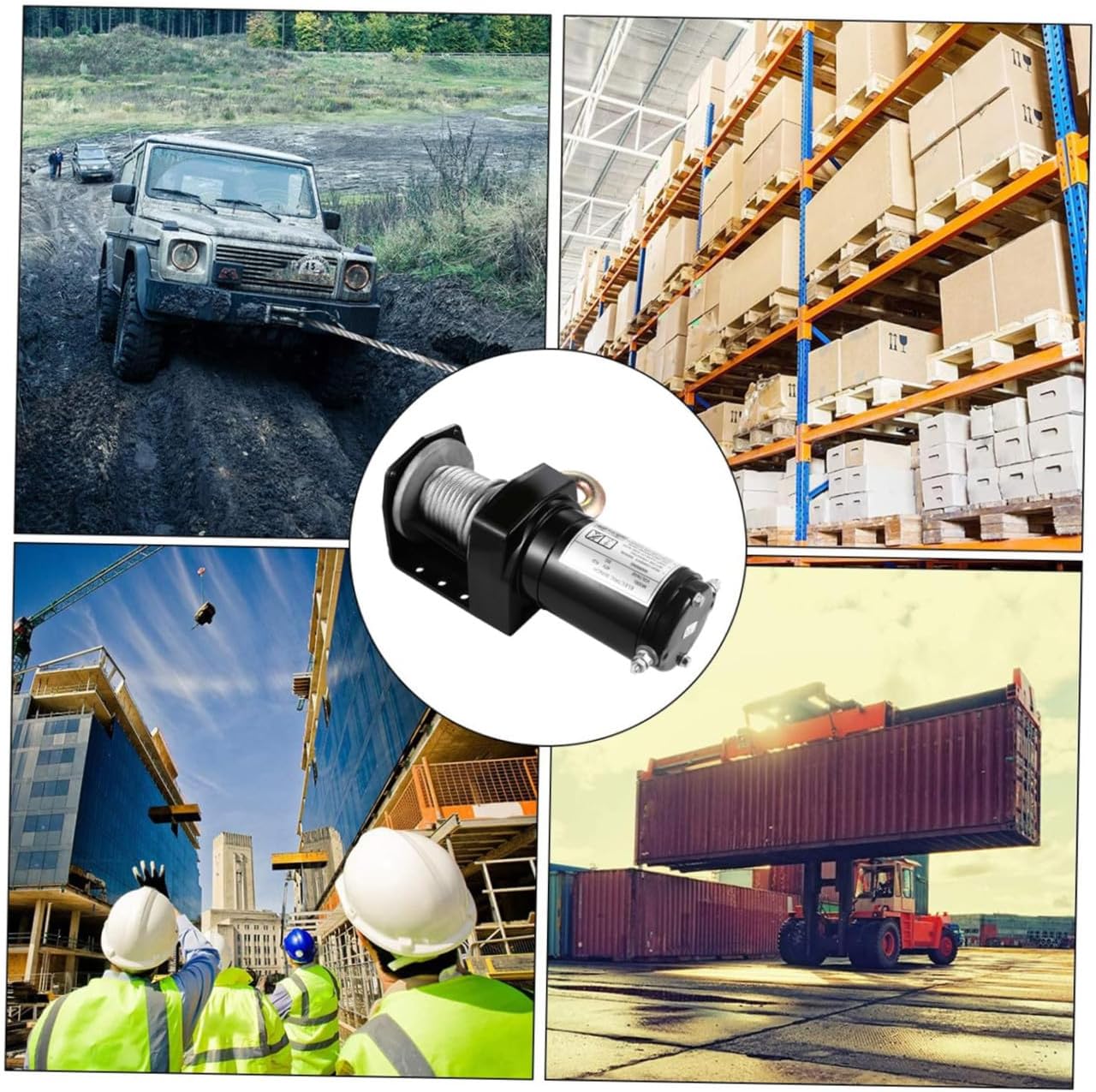 Unomor 12V Electric Winch 2000Lb for-Road Vehicles Heavy Duty Trailer Winch with Synthetic Rope for SUV and Crawler Trucks Self-Recovery Towing Kit