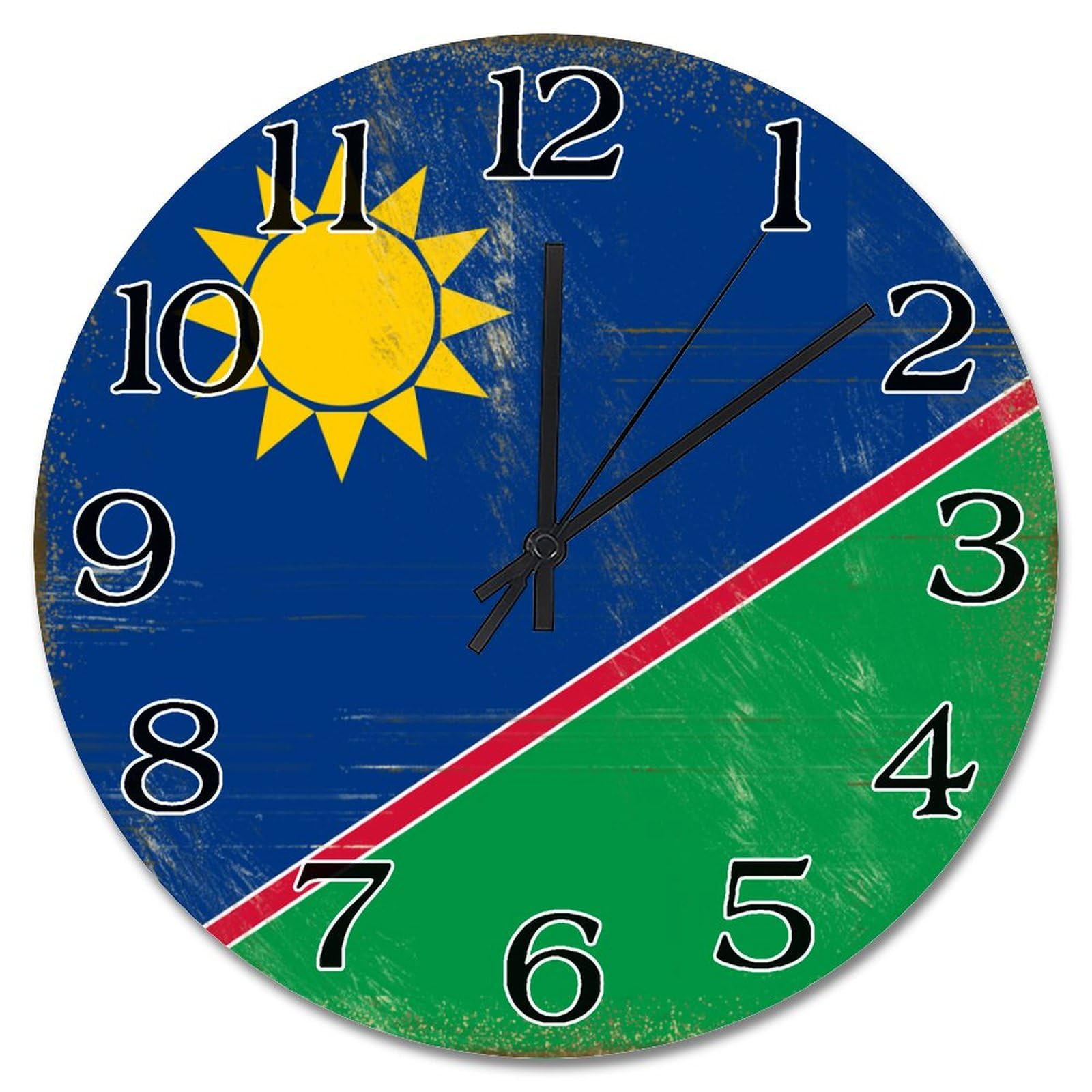 Horloge murale en bois Namibie sans tic-tac pour chambre calme