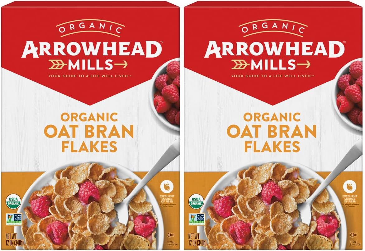 Arrowhead Mills Organic Oat Bran Flakes Cereal, 12 oz