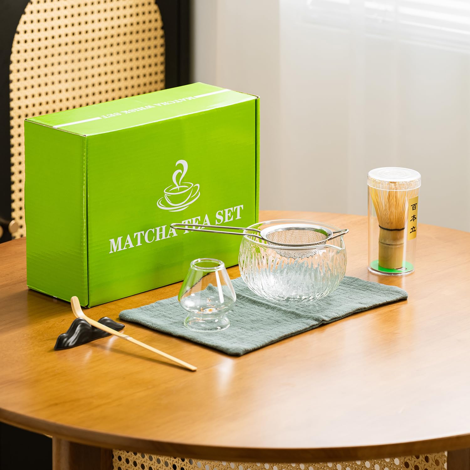 Matcha Set - 7pcs Japanese Tea Kit With Whisk, Bowl, Scoop & Accessories, Celadon Blue