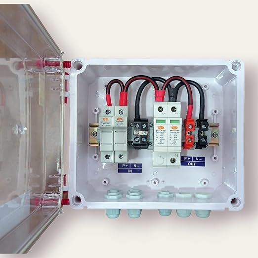 Kenbrook Solar AJB DCDB 2 in 1 out 600V Inbuilt 2 x 20A Fuses, 600V SPD (2 Series/String x up to 12 Panels Max.)