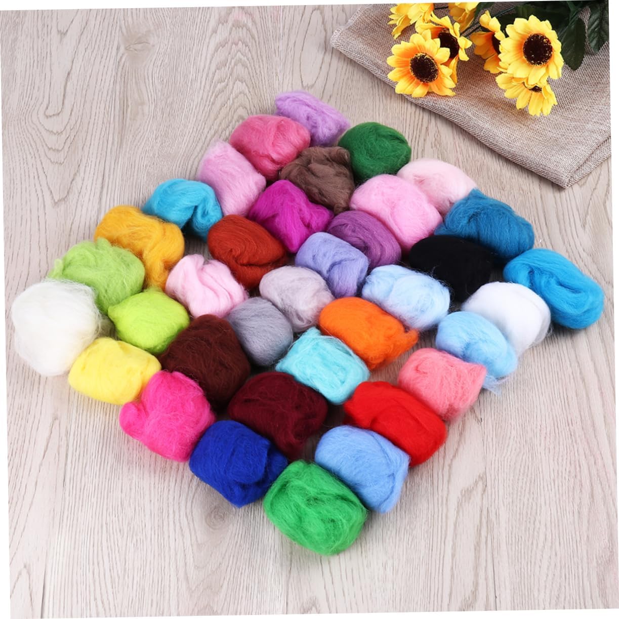 NUOBESTY 1set Colors Wool Felt Crafting Kit Assorted Wool for Needle and Wet Felting Crafts Multi-Color Yarn for Creative Projects for Beginners