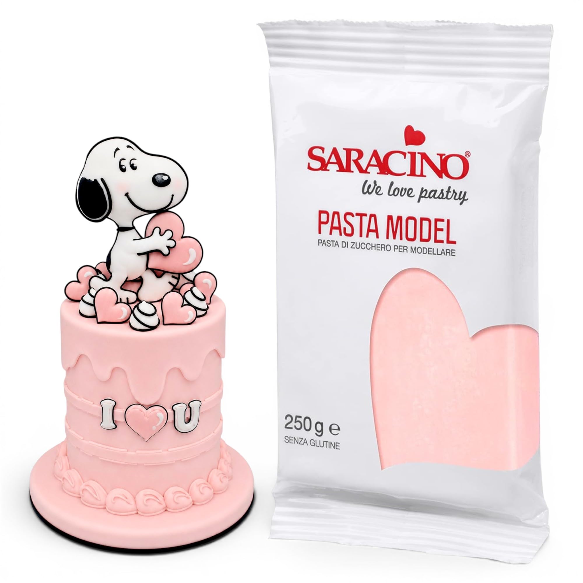 Saracino Sugar Paste Pink Baby Model 250g Gluten Free Made in Italy