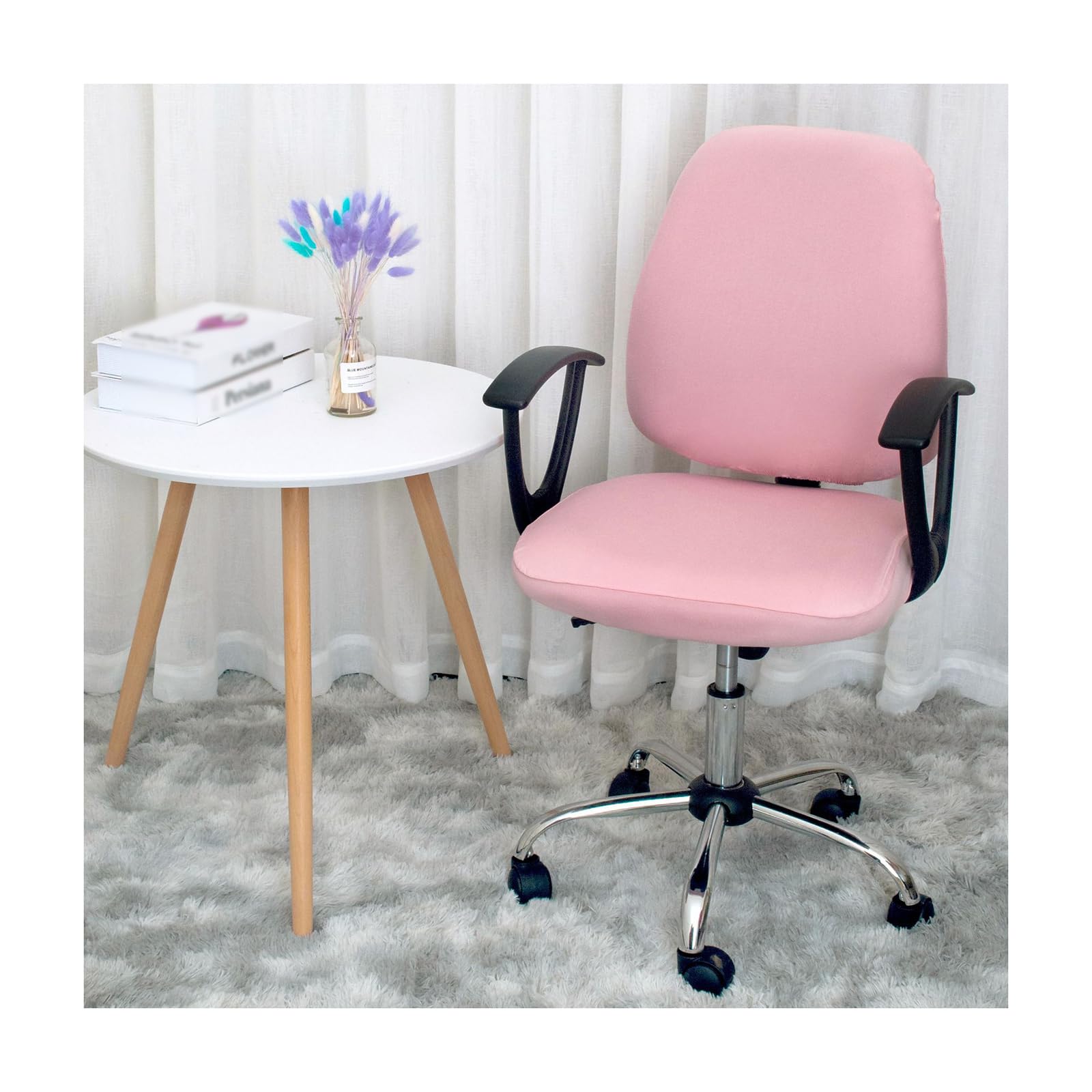 Mswborml Dividida Fundas para Sillas de Oficina Sin Brazos 2 Piezas, Spandex Funda Elástica para Silla de Ordenador de Oficina, Ergonómico Protectores de Cojín de Asiento de Silla Lavable,K
