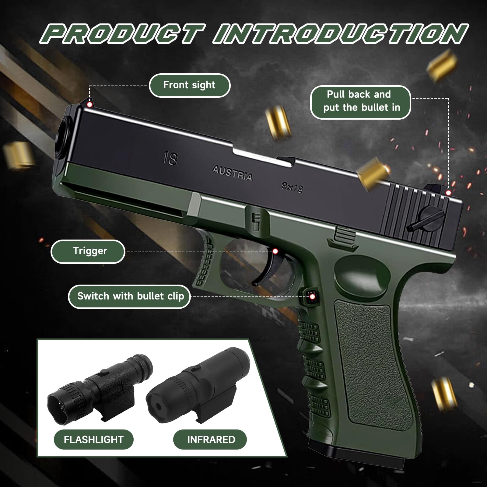 Pistola Giocattolo Realistica, Pistole Giocattolo di Schiuma Blaster a Proiettile Morbido, Soft Bullet Toy Gun Desert Eagle per il Gioco All'interno e All'aperto, Regali di Compleanno per 14+