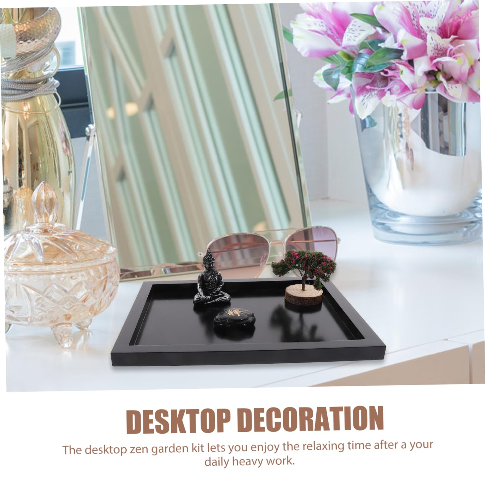 TOYANDONA Jardin pour Bureau Kit De Décoration avec Statue Bouddha Bac à Sable Décoratif Ornement De Table Intérieur