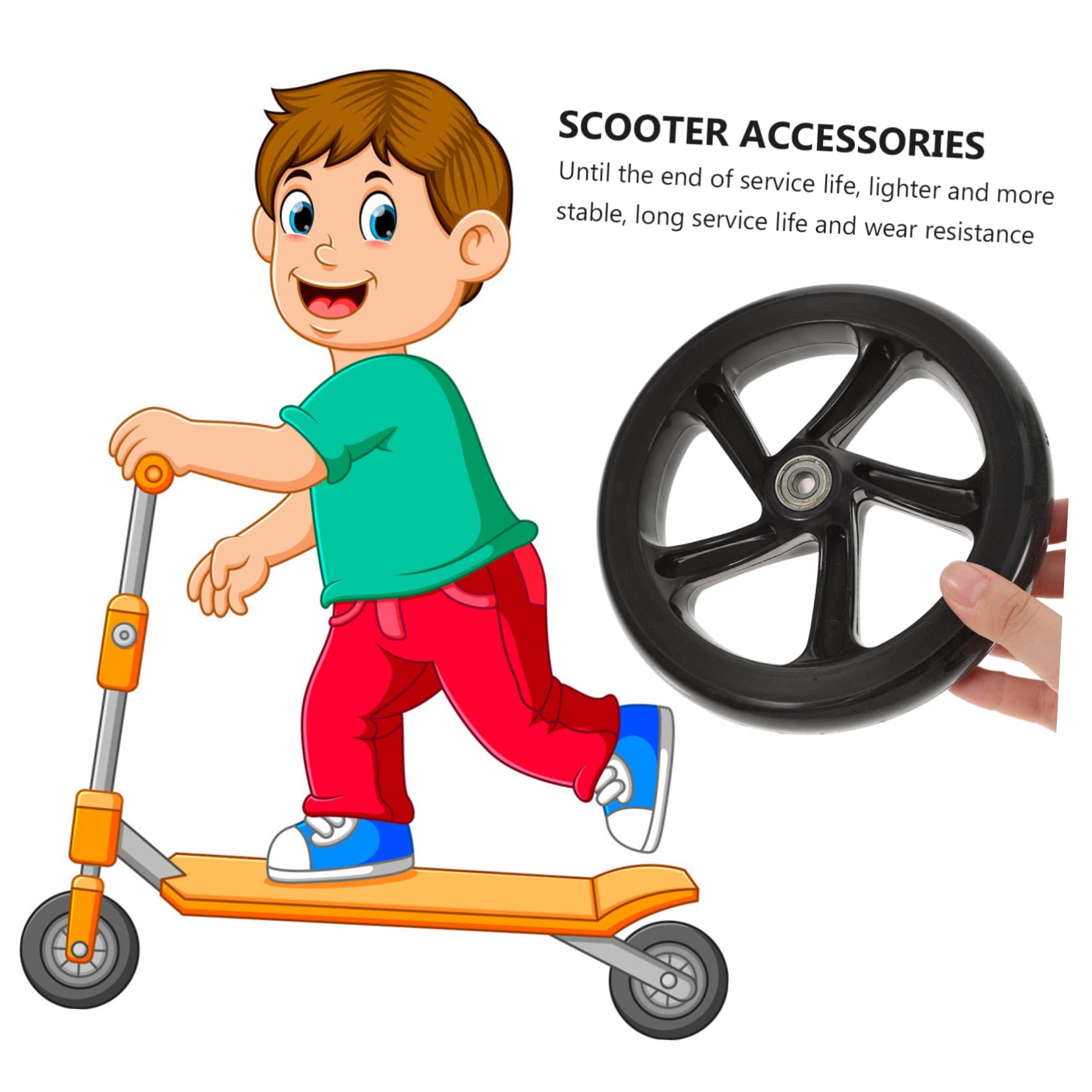 Ruote di Ricambio per Monopattino in Pu 180mm Cuscinetti, 2 Pezzi | Nero, Alta Elasticità e Resistenza All'usura, per Piazze e Strade, Accessori Scooter