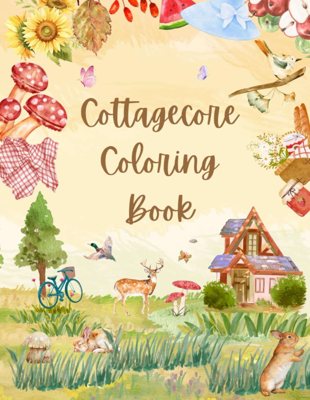 Cottagecore Coloring Book: A cute, quirky, cottage themed coloring escape for all ages