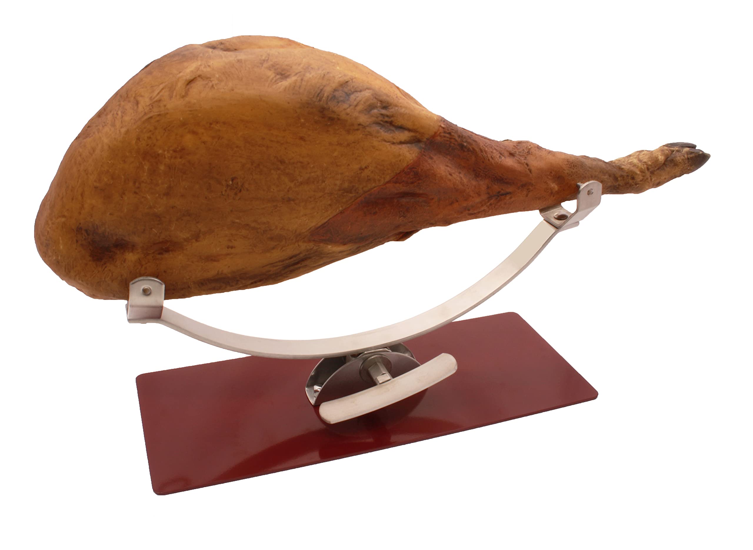 Soporte jamonero New Generation basculante con herraje Inoxidable y base de acero color cerezo