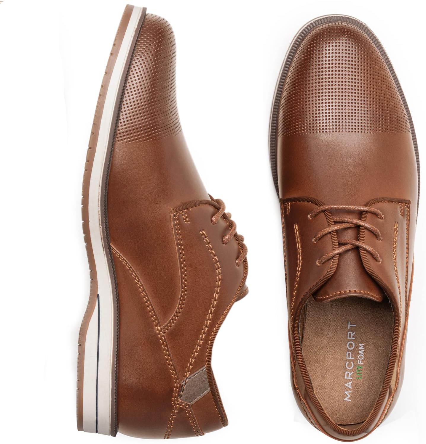 Marcport Boys Casual Dress Shoes — Oxfords for Toddler & Kids，PU Leather with TPR Sole
