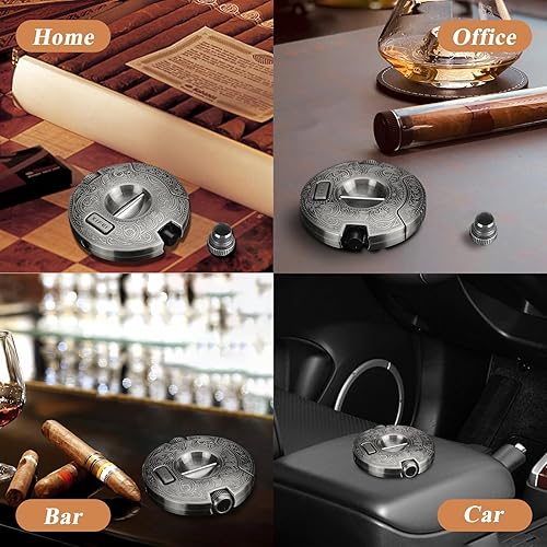 Miniatura 7 de XIFEI Cortador de puros con 2 perforadores de puros, guillotina de cigarros de acero inoxidable, diseño ergonómico de bloqueo seguro, cortadores