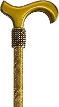 Hollywood Gold Lightweight Crystal Rhinestone Bedazzled Fashion Cane - Fashionable Rhinestone Bling Wooden Walking Stick for Balance Assistance