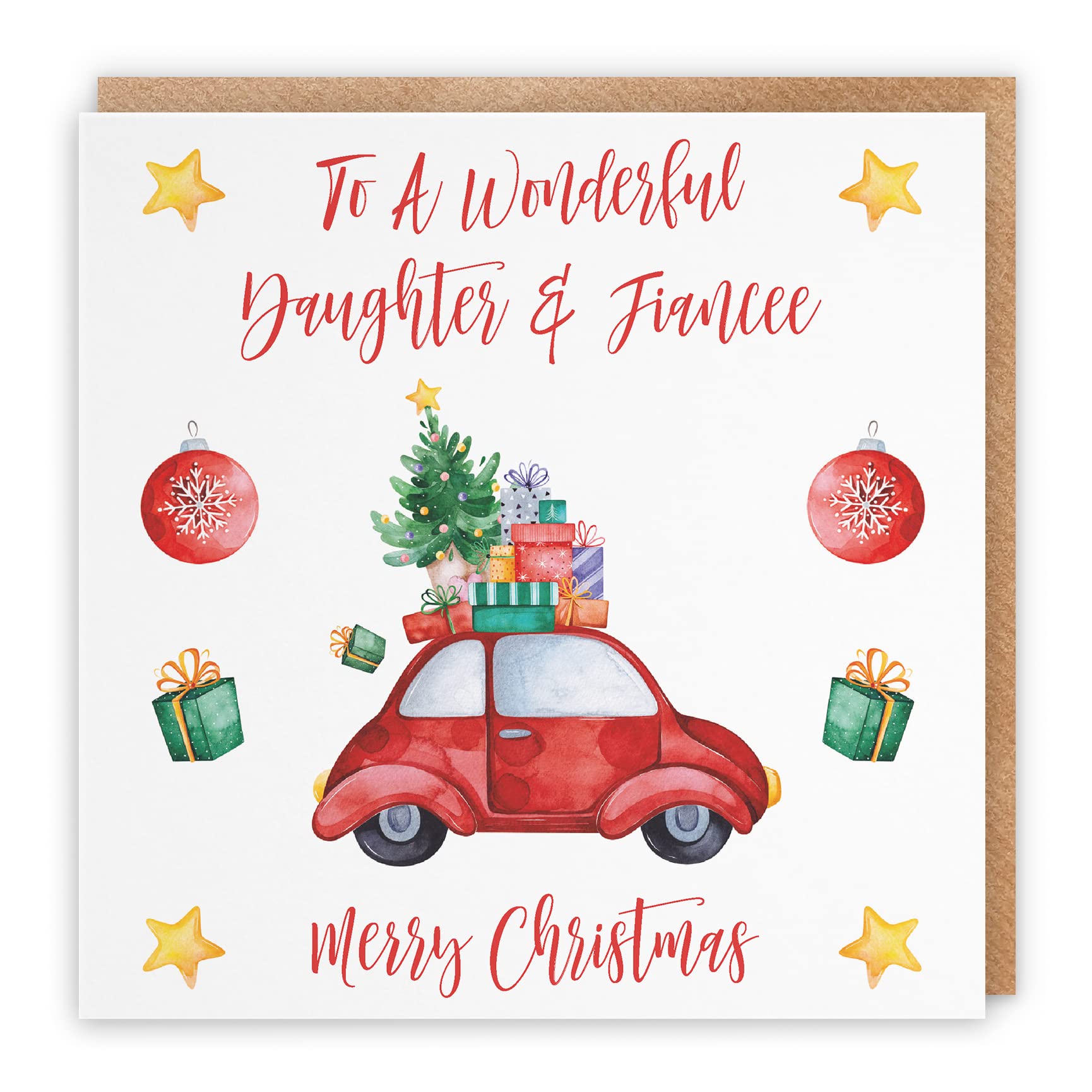 Hunts England, Daughter And Fiancee Christmas Card, To A Wonderful Daughter & Fiancee, Merry Christmas