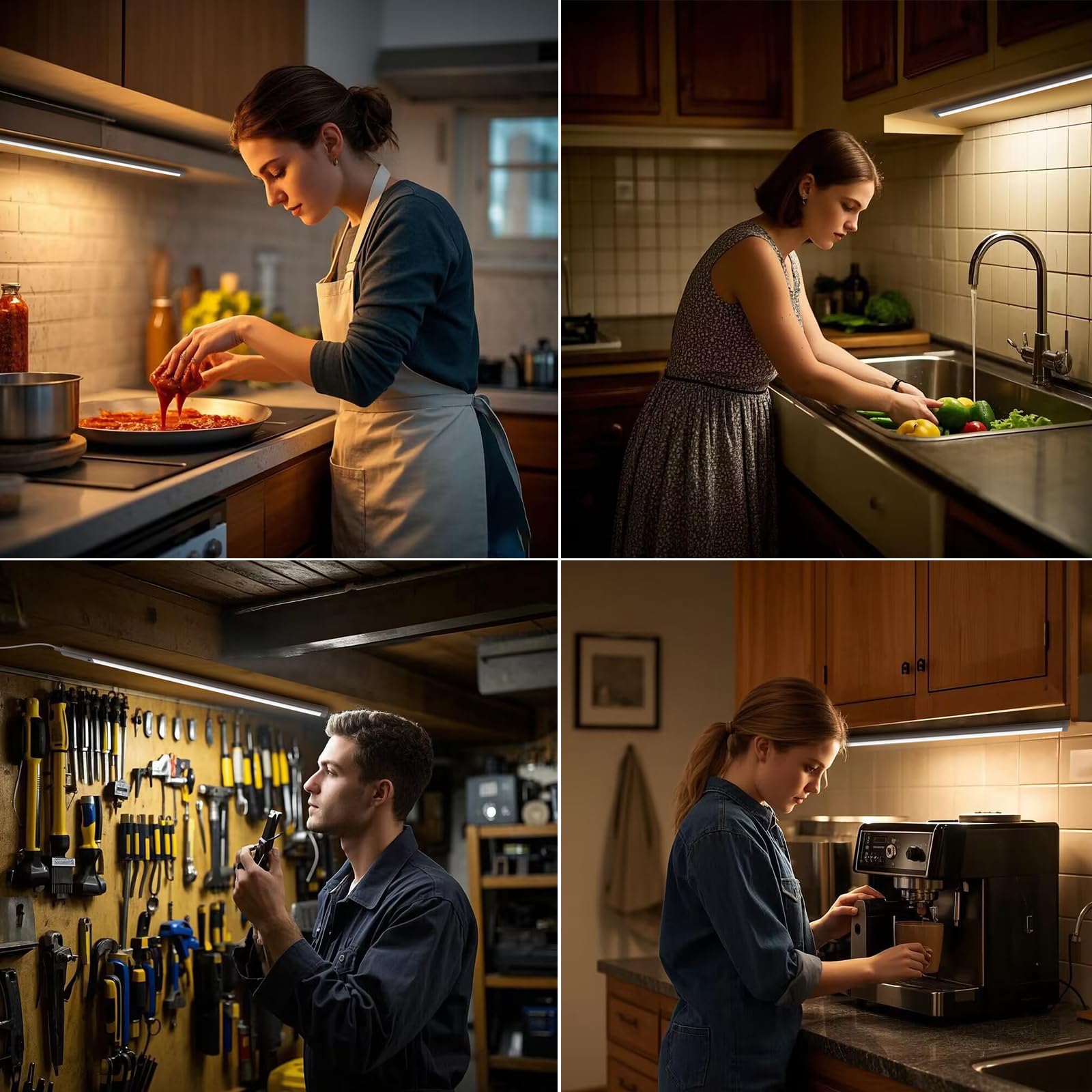 Bangnics Under Cabinet Light 16 Inch Plug in 110VAC. Hand Wave Activated. 8W LED Light Bar. Bright but Dimmable. Light Color Adjustable. For Kitchen Under Cabinets, Counter, Over Sink Closet Workbench