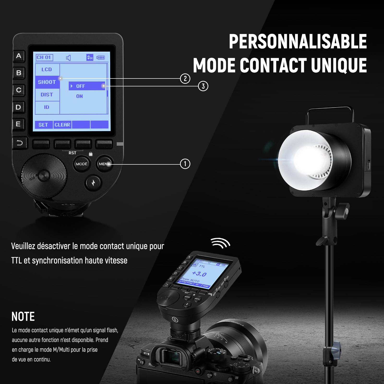 NEEWER Q4 400Ws Flash Strobe 2,4G TTL Déclencheur QPRO-S Compatible avec Sony 1/8000HSS/30W Lampe de modélisation/400 Pleine Puissance/0.01-1.2s Recycle/Batterie 21.6V 2800mAh pour la Photographie