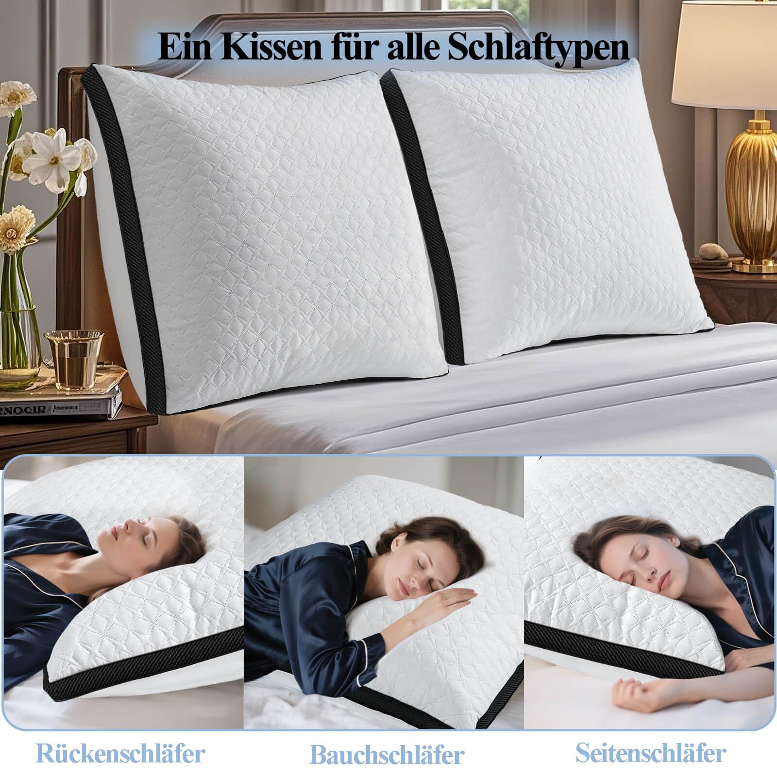 Kissen Kopfkissen 80x80 2er Set, Seitenschläferkissen Nackenkissen für Bett & Sofa, weich & stützend, Atmungsaktive &Waschbar für Allergiker auch als Sitzkissen Sofakissen lesekissen