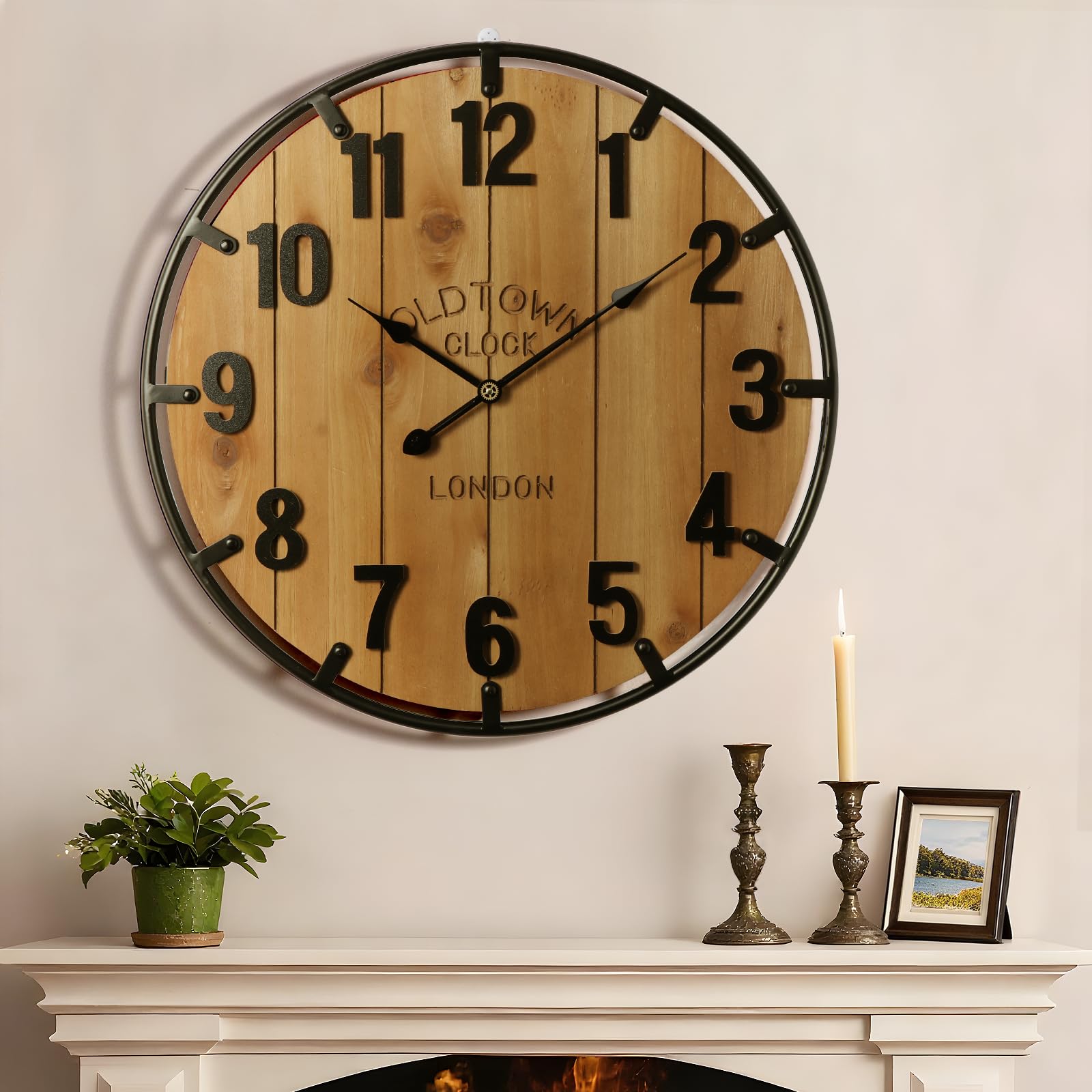 Vantic 30-Inch Oversized Wood Wall Clock