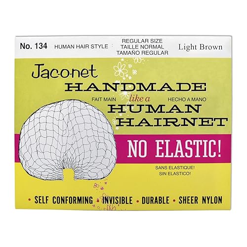 Red para el cabello Jac-O-Net hecha a mano, sin elástico, tamaño regular, marrón claro, 1 red por paquete [1 unidad]