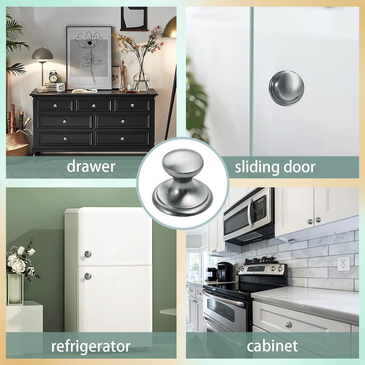 4PCS Stick On Handles Silver Drawer Stainless Steel Knobs Small Self Adhesive Door Handles Metallic Instant Pulls No Punching Peel And Stick Knobs Drill Free For Cabinets Kitchen Glass Wardrobe