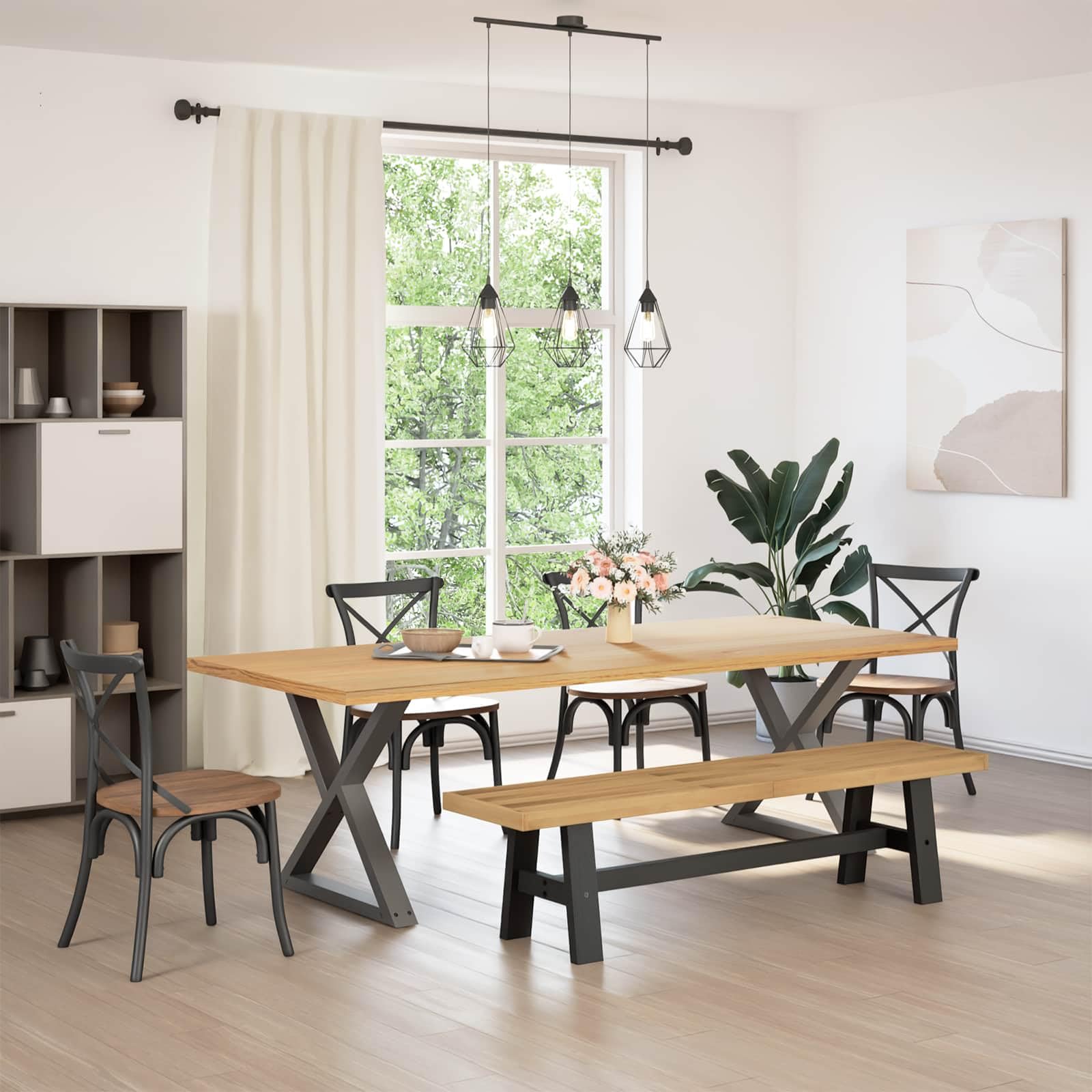 Genérico Banca de Comedor NOAIN 160 x 41 x 45 cm Pino Macizo Natural,Mobiliario,Bancos,Bancos de Comedor y Cocina,15.7 kg-42020919