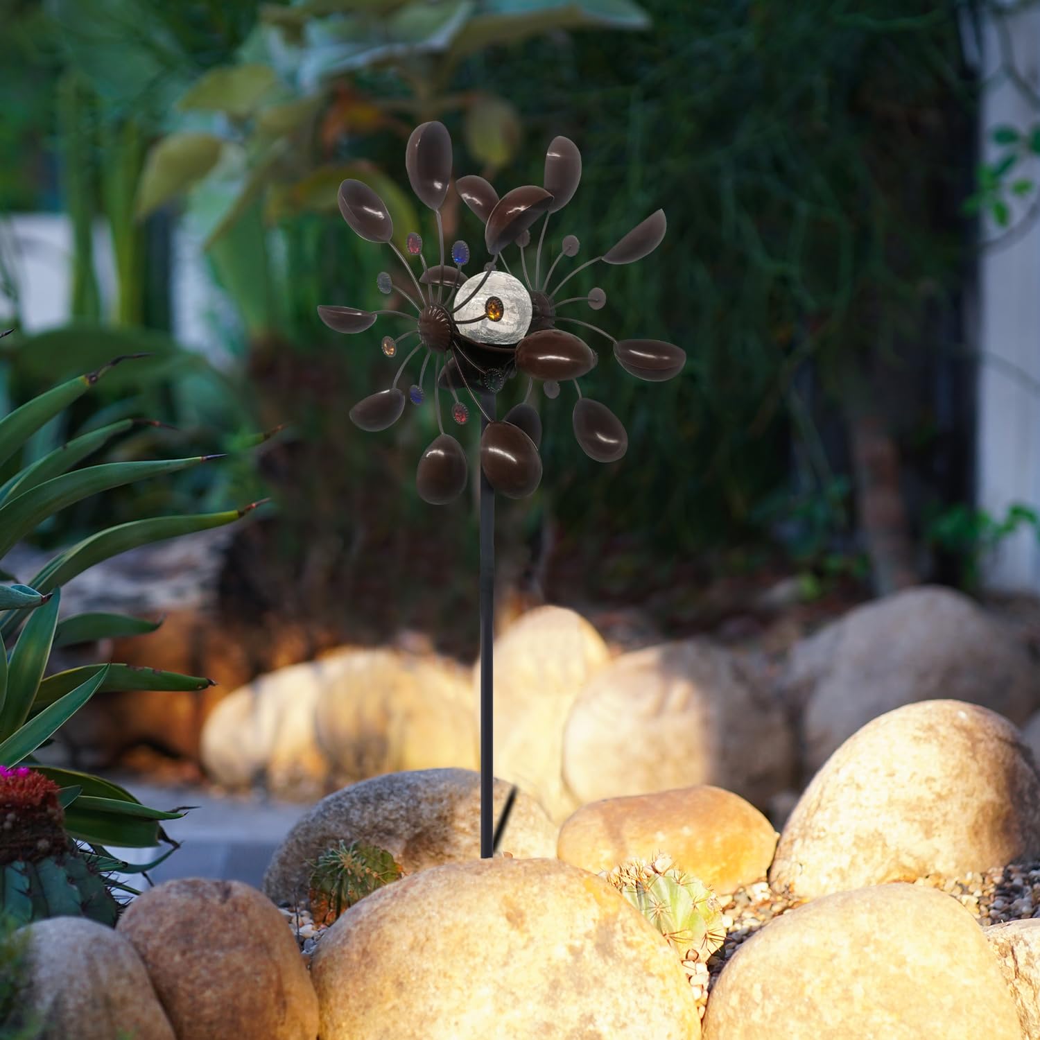 Edeco Molinillo De Viento De Metal Solar Para Exteriores, Rotación De 360  Grados, Iluminación LED Multicolor,, image size:1500x1500