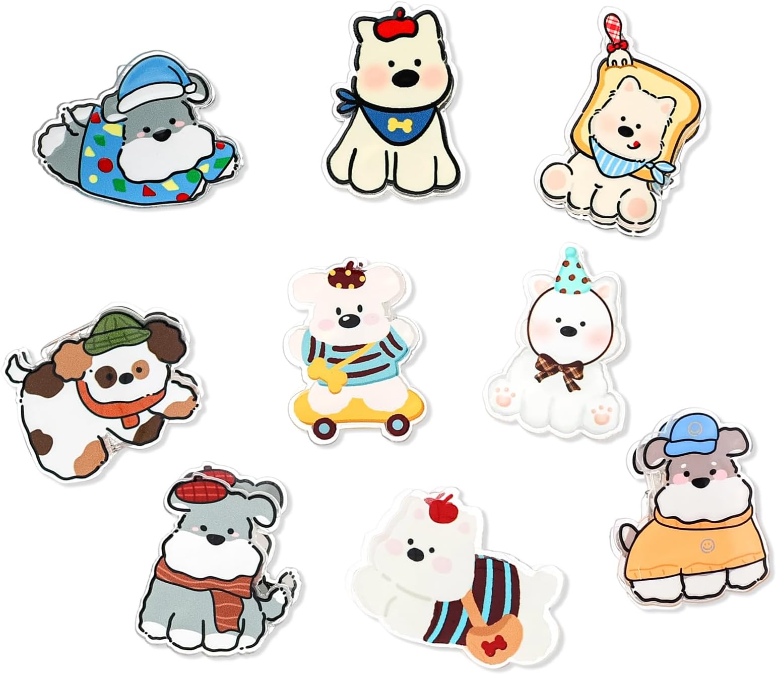 Newseego Clip (9 Pieces), Cute Dog Pattern, Corner Clips, Cute Stationery, Paper Items Organization, Protect Your Corner of Books, No Punching Required, Reusable, School, Commercial Use, Household