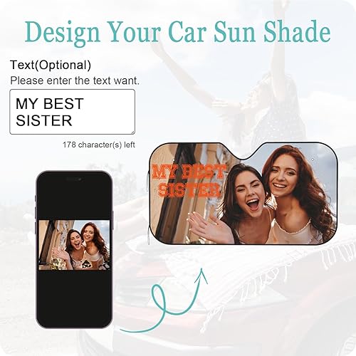 Miniatura 2 de Parasol personalizado para parabrisas de automóvil, diseño personalizado de tu foto, logotipo, texto, visera solar personalizada para modelos de