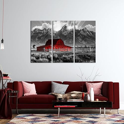 Miniatura 4 de Conipit Grand Teton Pictures Wyoming - Cuadros de paisajes en blanco y negro, arte de pared de granero Moulton en blanco y negro, arte de lienzo