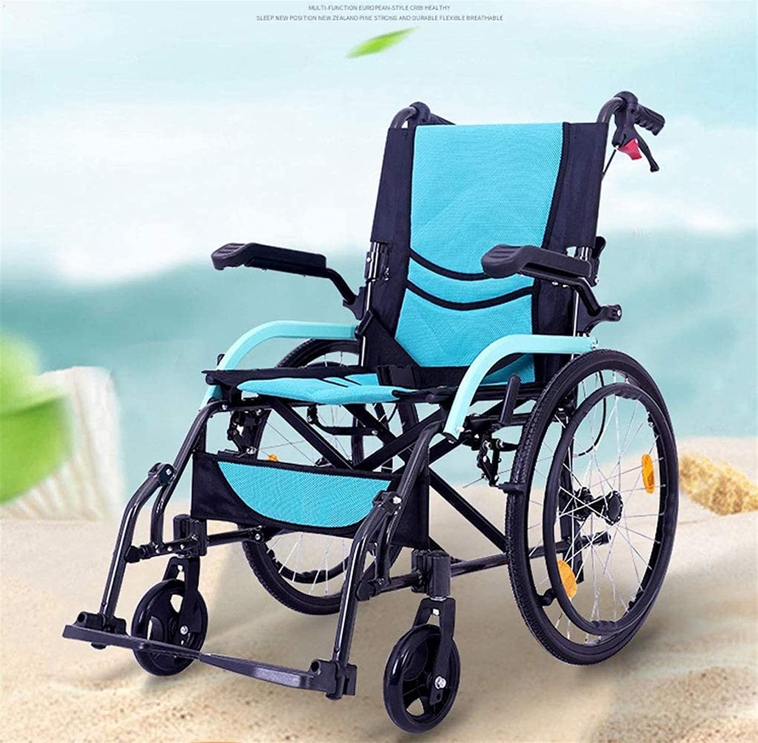 BKEKM Silla de Ruedas Silla de Ruedas Plegable Liviana con reposapiés abatible extraíble y Respaldo ergonómico Silla de Ruedas portátil para Adultos Carga 220 LB Cómodo