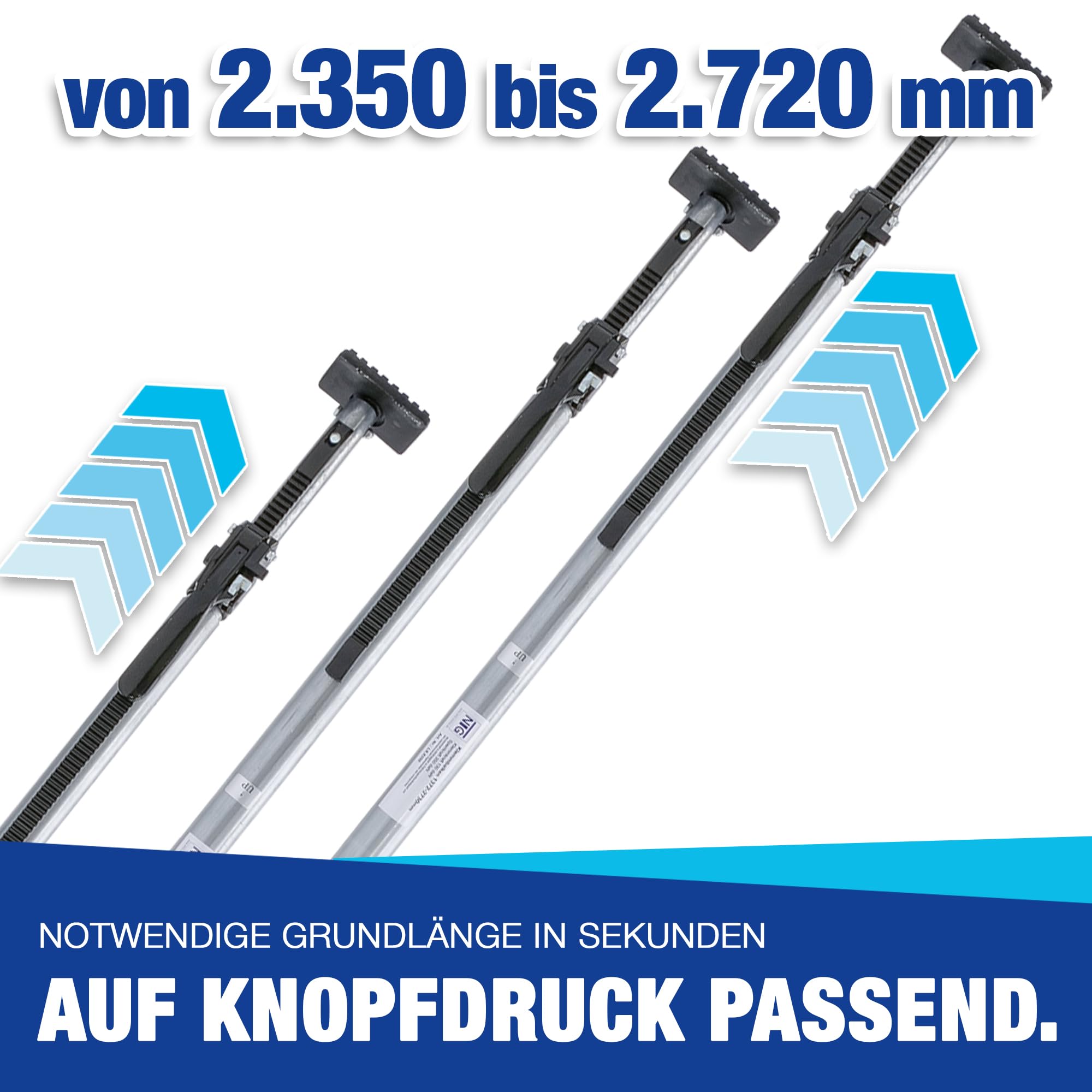 4 x Klemmbalken, Sperrbalken, Sperrlatte, Alu, LKW, 2350-2720 mm Ladungssicherung und Transportsicherung für PKW LKW Anhänger und Transporter