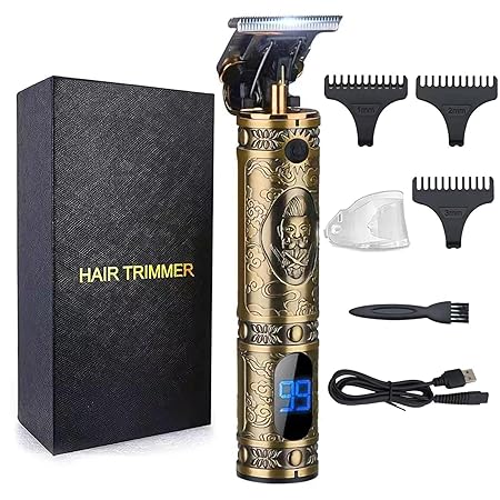 Hair Clippers for Men,Hair Trimmer for Men LED Display Zero Gapped Professional Haircut & Grooming Kit T-Blade Trimmer Cordless Rechargeable Electric Haircut Kit Gloden