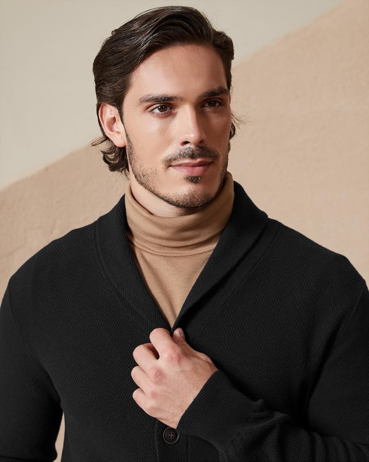 Kallspin Men's Pure Cotton Cardigan Sweater Button Down Shawl Collar Lightweight Knitwear Classic Casual - Image 4