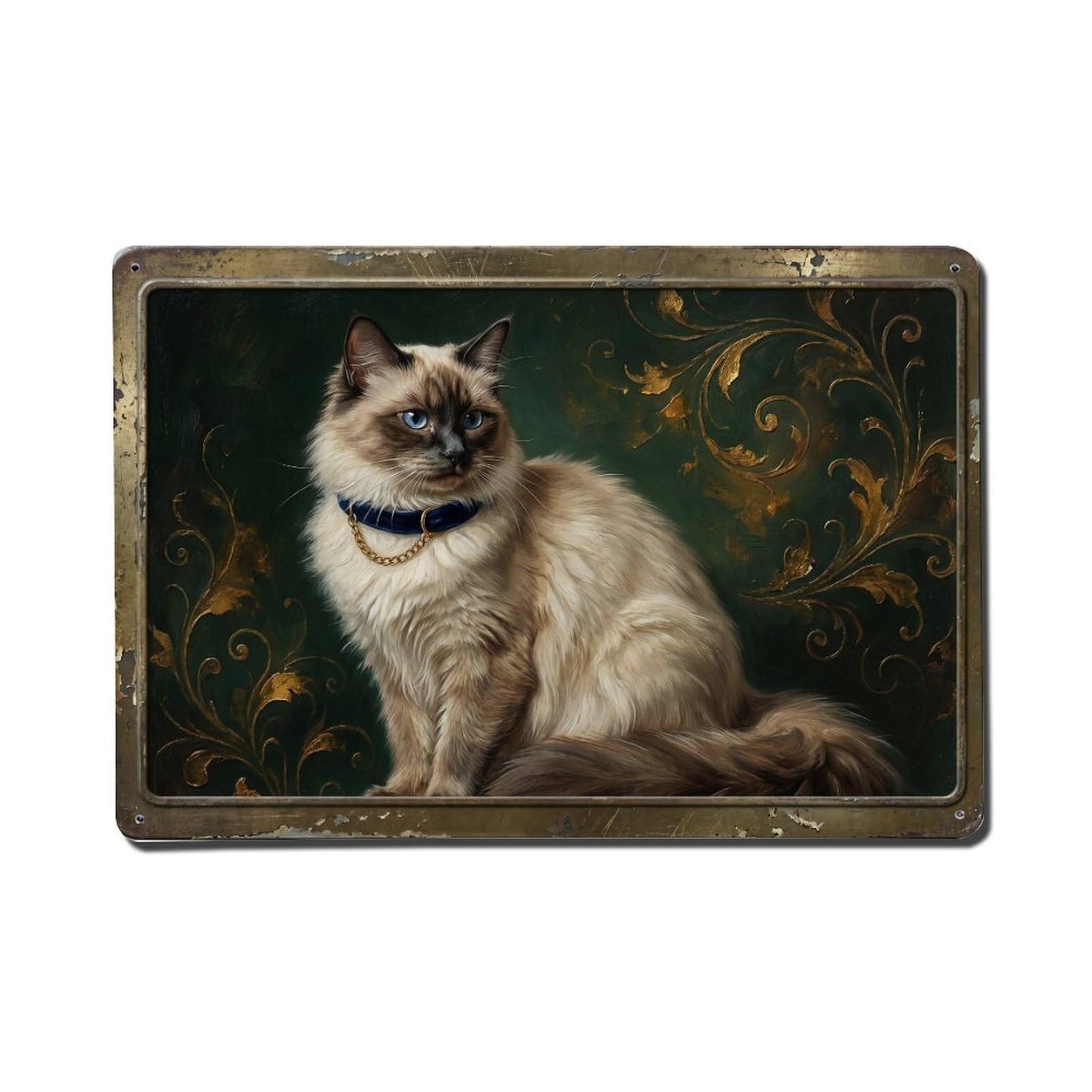 Animal Cat Balinese Graceful Manor Pet Metal Tin Sign Plaque Wall Decor for Cafe, Club Bar, Office, Home Garden Metal Poster 8x12Inch