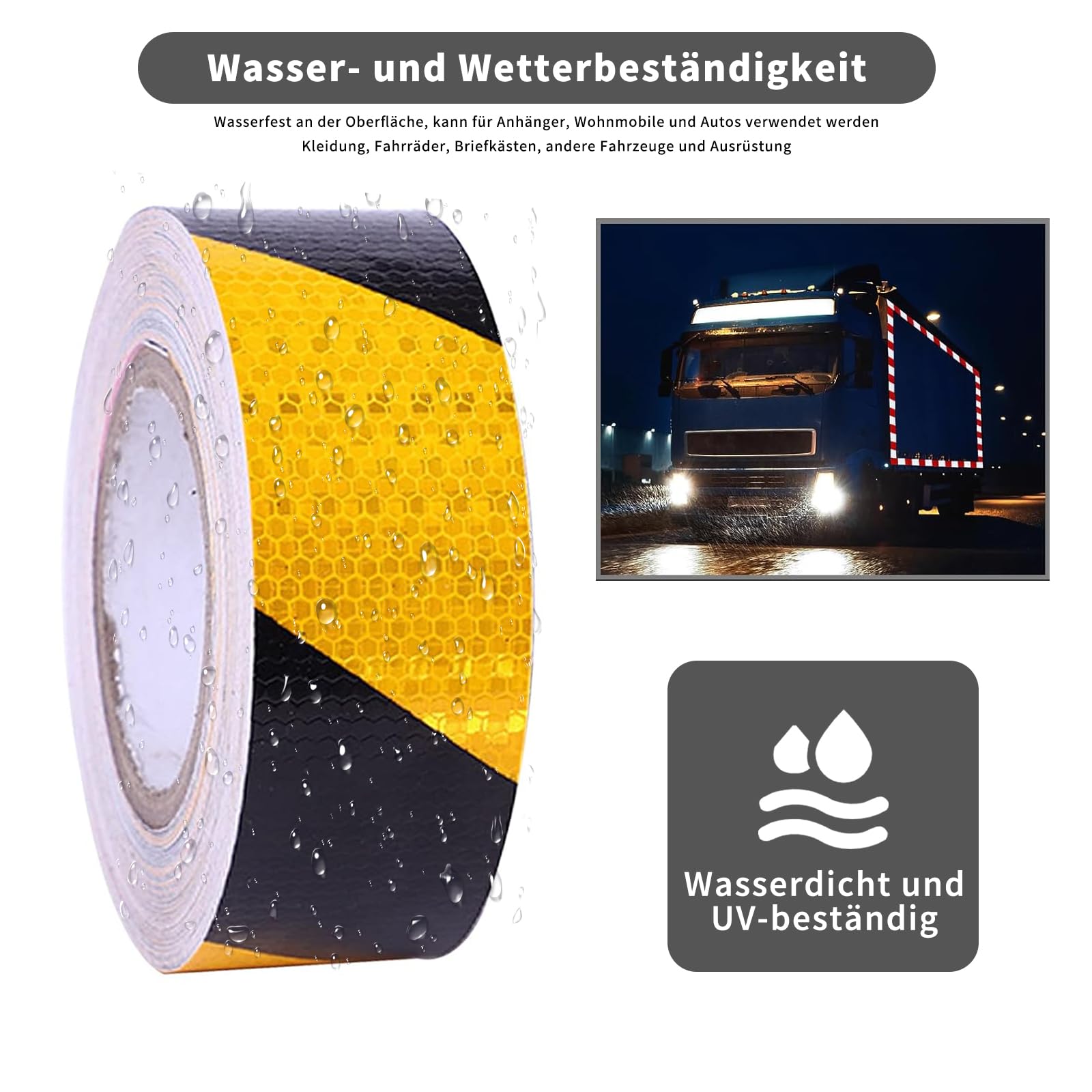 12m × 5cm Nastro Catarifrangente Adesivo, Nastro Segnaletico Giallo Nero, per la Sicurezza dei Segnali di Avvertimento