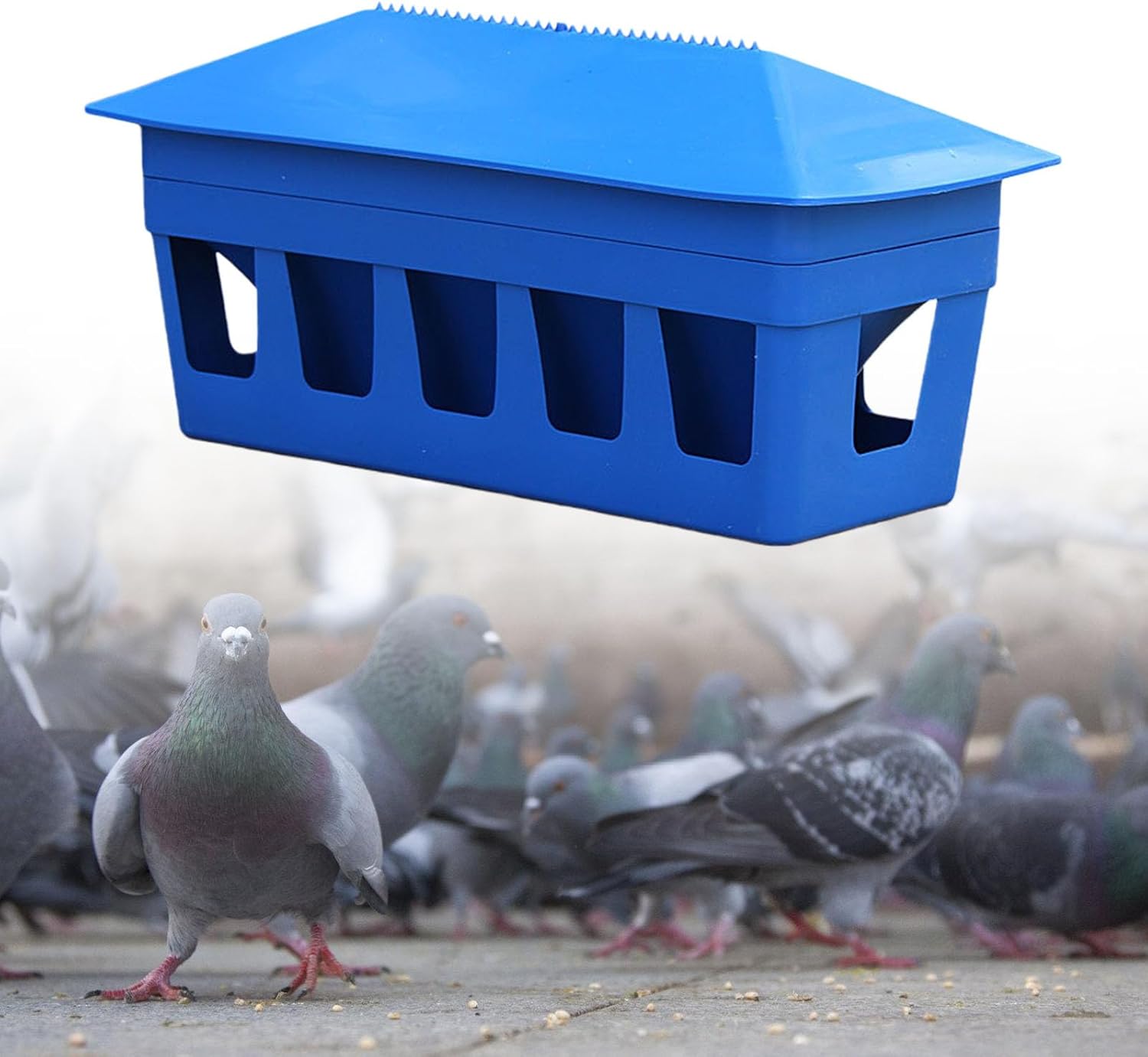 Large Capacity 7lb Bird Feeder Automatic Dispensing for Pigeons Featuring 12 Holes Multiple Pigeons Feeder