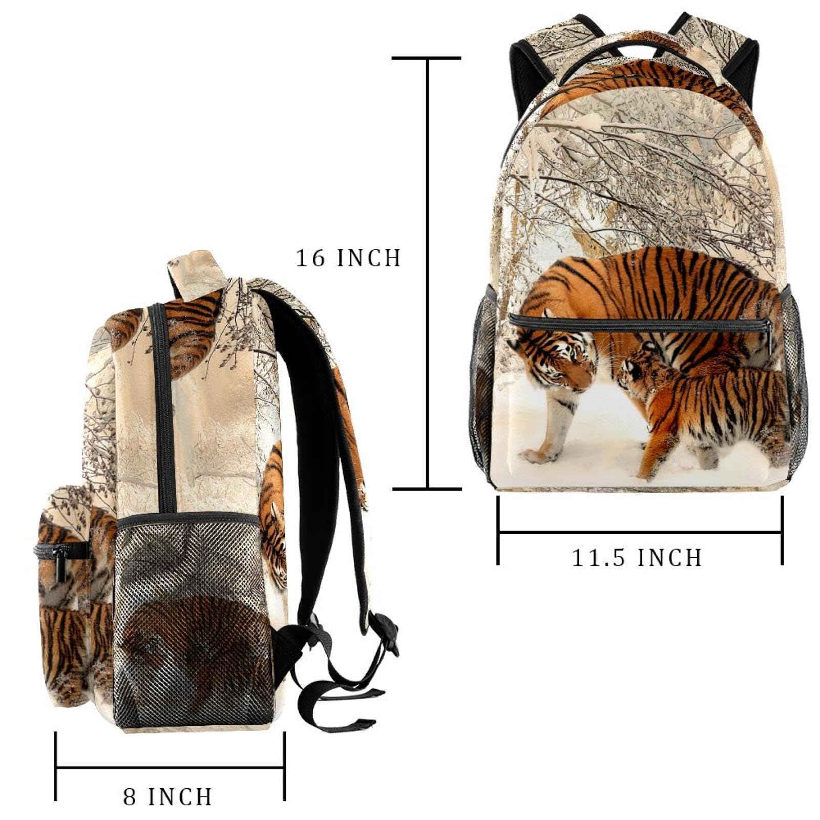 Zaino scolastico per uomini e donne, bella tigre che cammina sulla neve, borsa per computer portatile, leggera borsa per computer portatile, zaino casual per libri